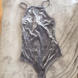 Halter crushed velvet bodysuit